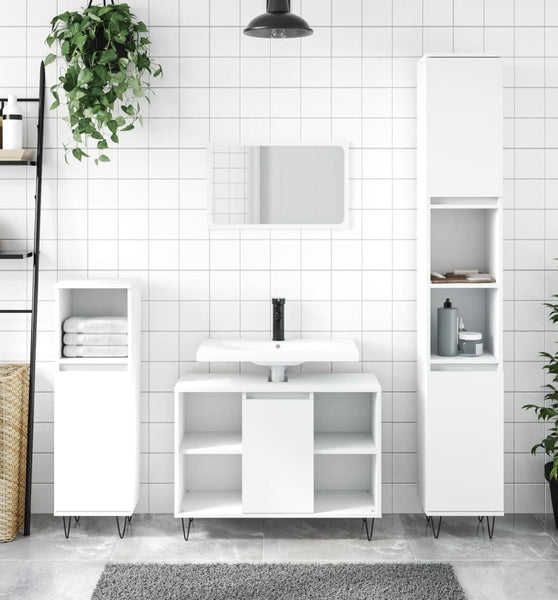 Badschrank Weiß 80x33x60 cm Holzwerkstoff