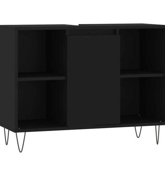 Badschrank Schwarz 80x33x60 cm Holzwerkstoff