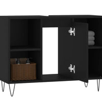 Badschrank Schwarz 80x33x60 cm Holzwerkstoff