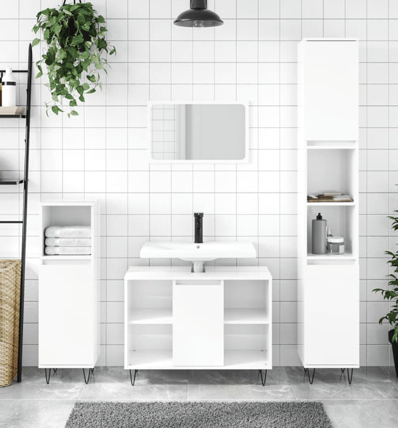 Badschrank Hochglanz-Weiß 80x33x60 cm Holzwerkstoff