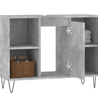 Badschrank Betongrau 80x33x60 cm Holzwerkstoff