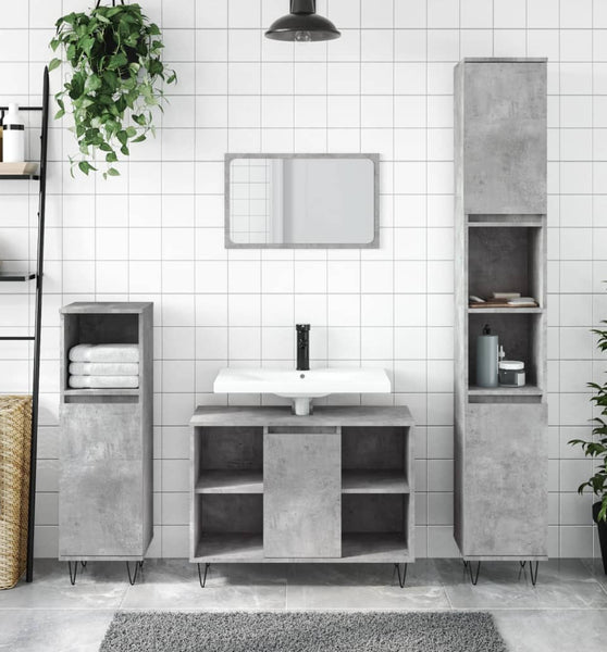 Badschrank Betongrau 80x33x60 cm Holzwerkstoff