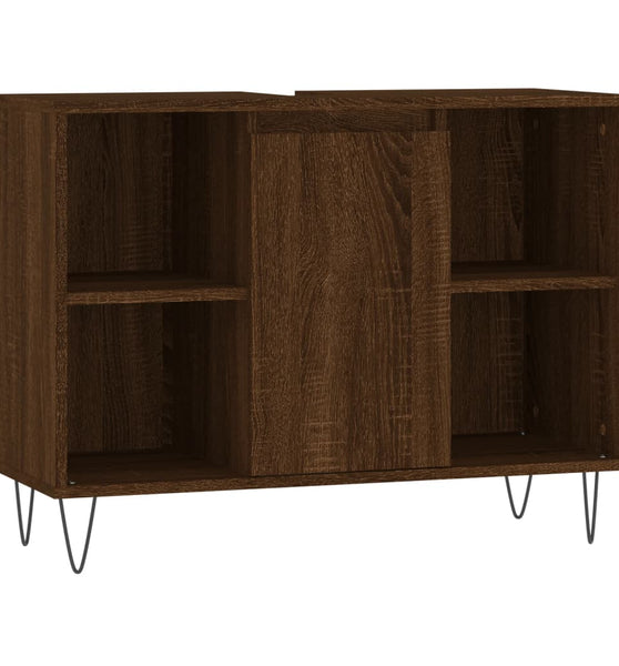 Badschrank Braun Eichen-Optik 80x33x60 cm Holzwerkstoff