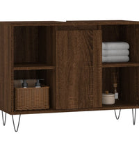Badschrank Braun Eichen-Optik 80x33x60 cm Holzwerkstoff