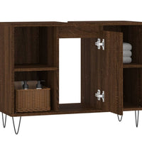 Badschrank Braun Eichen-Optik 80x33x60 cm Holzwerkstoff