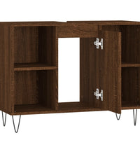 Badschrank Braun Eichen-Optik 80x33x60 cm Holzwerkstoff