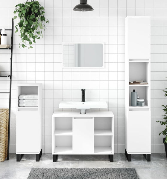 Badschrank Weiß 80x33x60 cm Holzwerkstoff