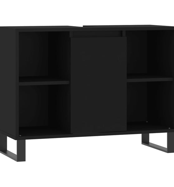 Badschrank Schwarz 80x33x60 cm Holzwerkstoff