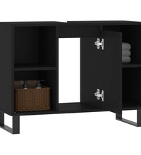 Badschrank Schwarz 80x33x60 cm Holzwerkstoff