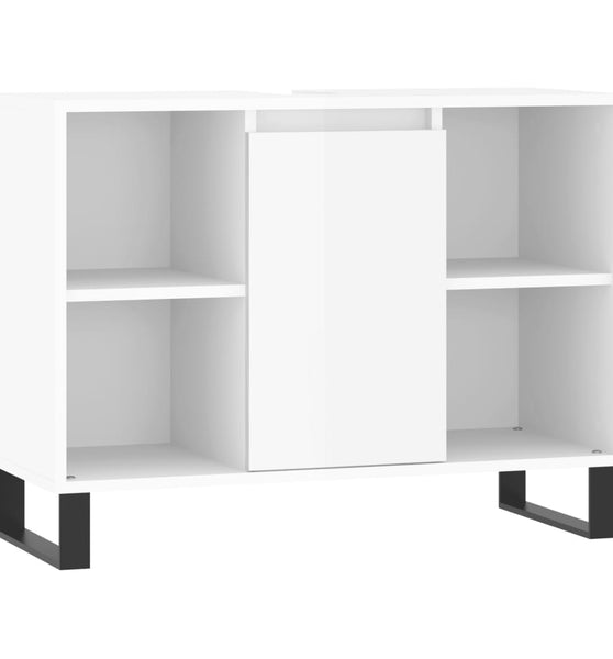 Badschrank Hochglanz-Weiß 80x33x60 cm Holzwerkstoff