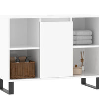 Badschrank Hochglanz-Weiß 80x33x60 cm Holzwerkstoff