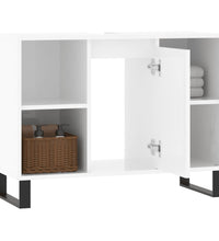 Badschrank Hochglanz-Weiß 80x33x60 cm Holzwerkstoff