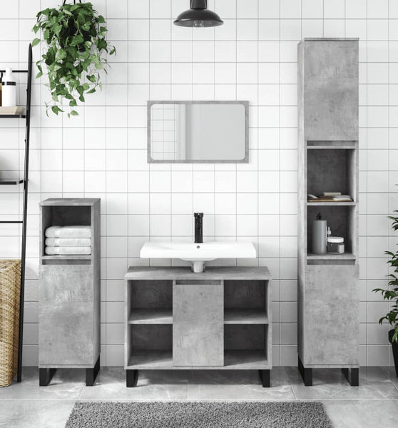 Badschrank Betongrau 80x33x60 cm Holzwerkstoff