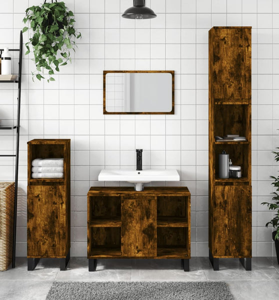 Badschrank Räuchereiche 80x33x60 cm Holzwerkstoff