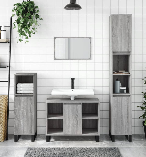 Badschrank Grau Sonoma 80x33x60 cm Holzwerkstoff