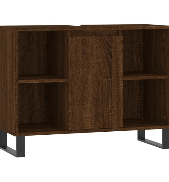 Badschrank Braun Eichen-Optik 80x33x60 cm Holzwerkstoff