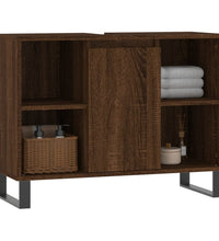 Badschrank Braun Eichen-Optik 80x33x60 cm Holzwerkstoff