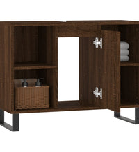 Badschrank Braun Eichen-Optik 80x33x60 cm Holzwerkstoff