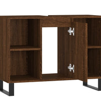 Badschrank Braun Eichen-Optik 80x33x60 cm Holzwerkstoff