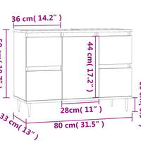 Badschrank Weiß 80x33x60 cm Holzwerkstoff