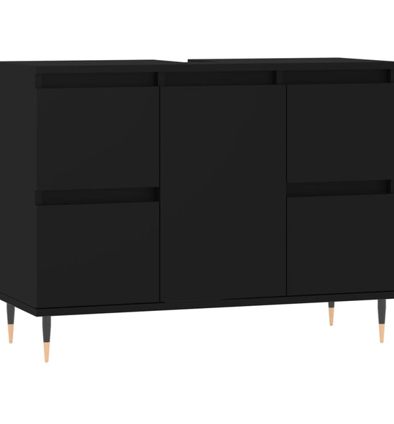 Badschrank Schwarz 80x33x60 cm Holzwerkstoff