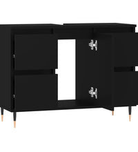 Badschrank Schwarz 80x33x60 cm Holzwerkstoff