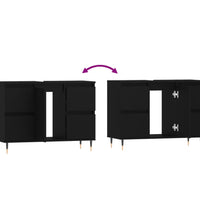 Badschrank Schwarz 80x33x60 cm Holzwerkstoff