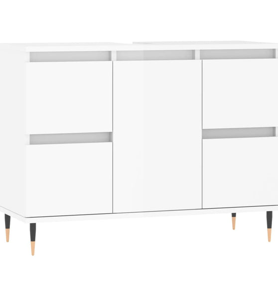 Badschrank Hochglanz-Weiß 80x33x60 cm Holzwerkstoff