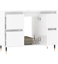 Badschrank Hochglanz-Weiß 80x33x60 cm Holzwerkstoff