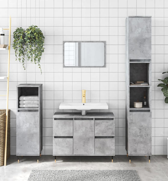 Badschrank Betongrau 80x33x60 cm Holzwerkstoff