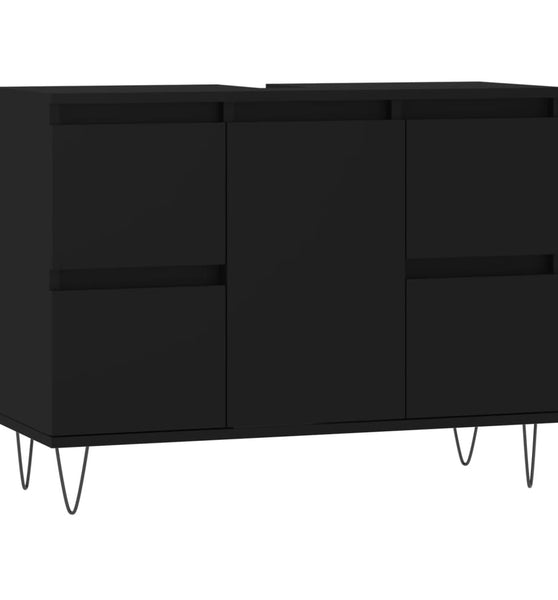 Badschrank Schwarz 80x33x60 cm Holzwerkstoff