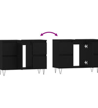 Badschrank Schwarz 80x33x60 cm Holzwerkstoff