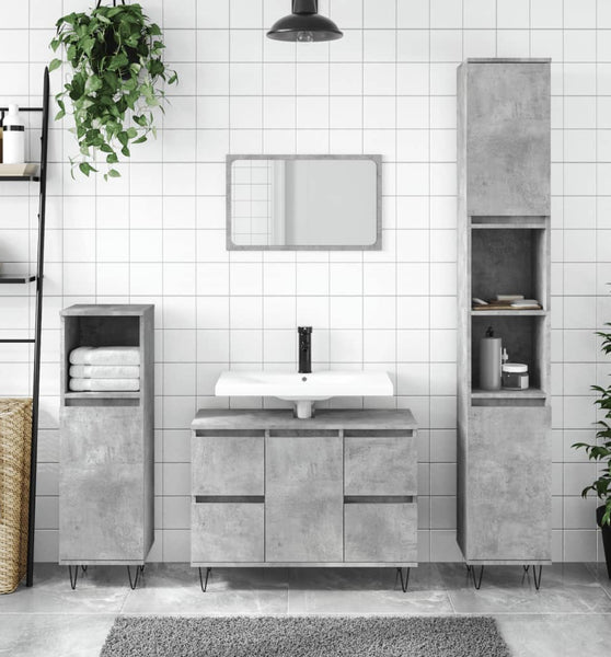 Badschrank Betongrau 80x33x60 cm Holzwerkstoff