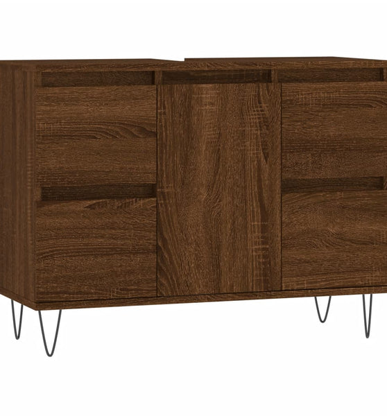 Badschrank Braun Eichen-Optik 80x33x60 cm Holzwerkstoff