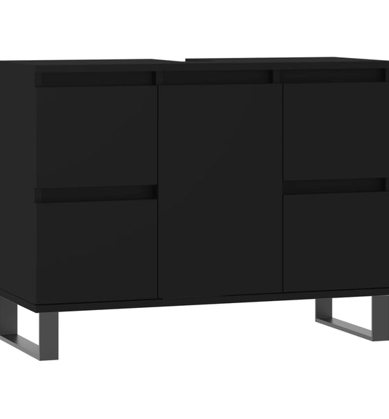 Badschrank Schwarz 80x33x60 cm Holzwerkstoff