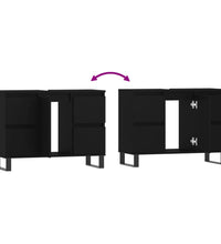 Badschrank Schwarz 80x33x60 cm Holzwerkstoff