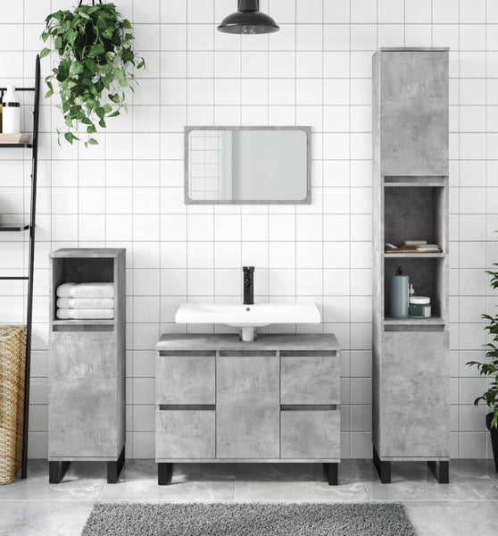 Badschrank Betongrau 80x33x60 cm Holzwerkstoff