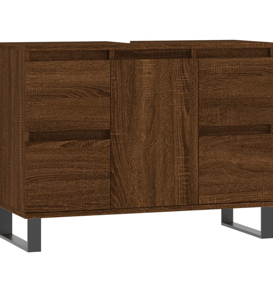 Badschrank Braun Eichen-Optik 80x33x60 cm Holzwerkstoff