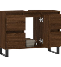 Badschrank Braun Eichen-Optik 80x33x60 cm Holzwerkstoff