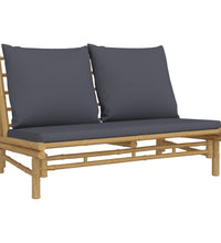 2-tlg. Garten-Lounge-Set mit Dunkelgrauen Kissen Bambus