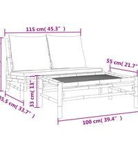 2-tlg. Garten-Lounge-Set mit Dunkelgrauen Kissen Bambus