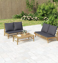 2-tlg. Garten-Lounge-Set mit Dunkelgrauen Kissen Bambus