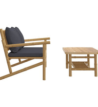 2-tlg. Garten-Lounge-Set mit Dunkelgrauen Kissen Bambus