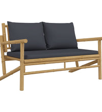 2-tlg. Garten-Lounge-Set mit Dunkelgrauen Kissen Bambus