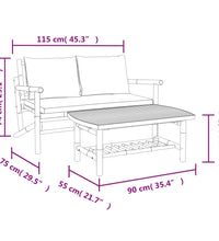 2-tlg. Garten-Lounge-Set mit Dunkelgrauen Kissen Bambus