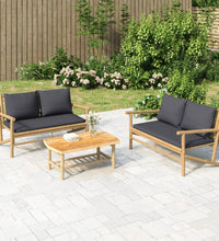 2-tlg. Garten-Lounge-Set mit Dunkelgrauen Kissen Bambus