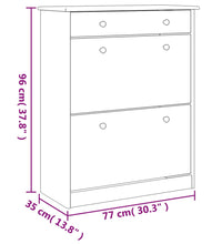 Schuhschrank ALTA Weiß 77x35x96 cm Massivholz Kiefer