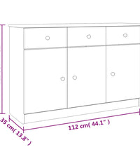 Sideboard ALTA Weiß 112x35x73 cm Massivholz Kiefer