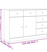 Sideboard ALTA Weiß 112x35x73 cm Massivholz Kiefer