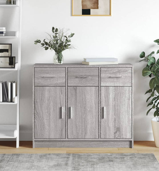 Sideboard Grau Sonoma 91x28x75 cm Holzwerkstoff